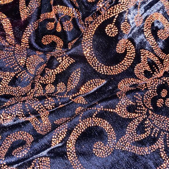 Vintage Women's Jacket Size 10 Black Metallic Glitter Bolero Crop Holiday Velvet - Picture 11 of 12